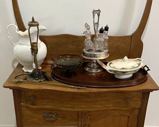 Antique items and commode