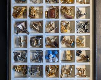 Nice collection of vintage men's cufflinks and tie tacks.
