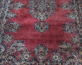 Vintage hand-woven Persian Sarouk rug, measures 9' x 6' 1".