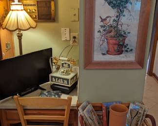 Kitchen nerve center, with vintage Princess phone - wine rack required.
