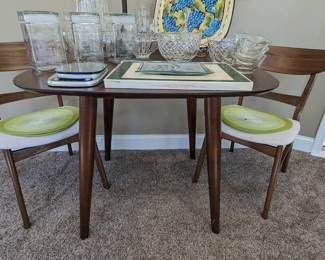Contemporary wooden breakfast table with pair of matching chairs, by Noble House Home Furnishings.