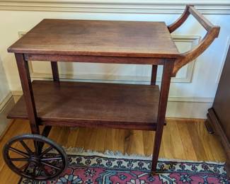 Antique mahogany teacart, by Lakeside Craft Shops, Sheboygan, WI. 