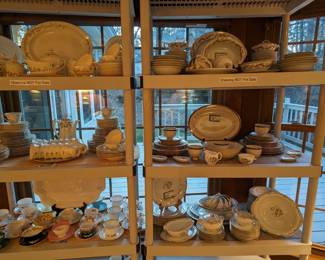 There are four nice sets of china in this sale, Minton "Brookwood", Noritake "Esteem" , Noritake "Granville" and Wedgwood "Cavendish", also a collection of English porcelain teacups and saucers.
