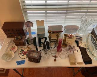 jewelry box, crosses, vases, socks, 2 sets of coasters