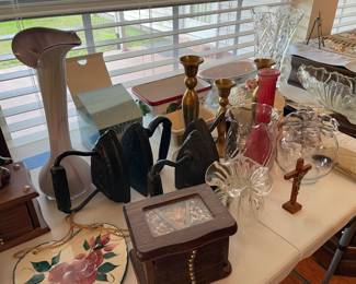 vases, 2 sets of coasters, candle, crosses