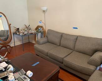 couch, 2 mirrors, floor lamp