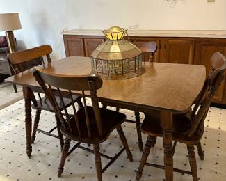 5-Piece Kitchen set.       Etched glass chandelier