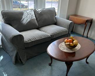 IKEA EKTORP LOVESEAT GRAY VELVET WASHABLE COVER