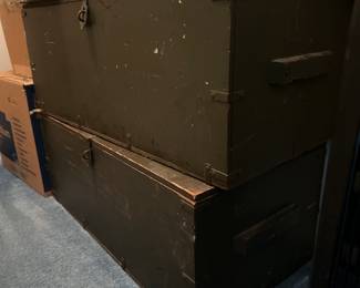 Old Army wooden footlockers from 40s-50s