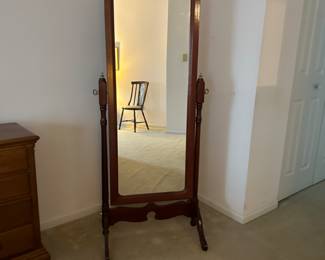 Cherry stained wooden cheval mirror