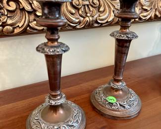 English antique Sheffield candlesticks