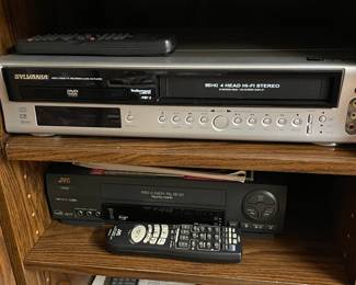 Sylvania VCR/DVD/CD player and JVC VCR.