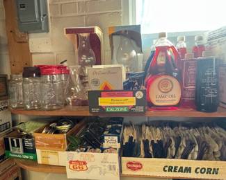 Large supply of new and used leather and cotton work gloves.