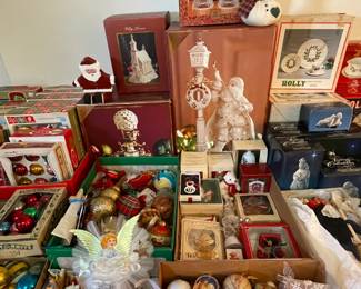Lenox "Village Treasures" Christmas pieces, in their original boxes. Misc. Christmas ornaments.