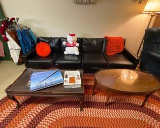 Vintage vinyl four-cushioned sofa.