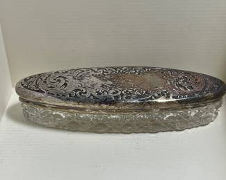 Cut crystal and sterling dresser piece