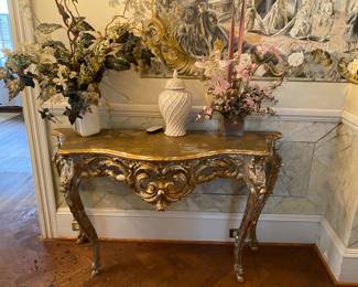 Faux painted antique foyer table