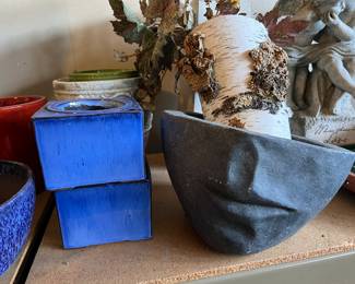 Many interesting planter concrete and pottery