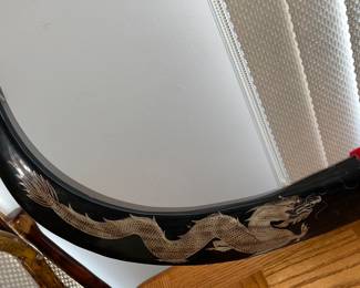 Carved Dragon Water Buffalo horns from Guam