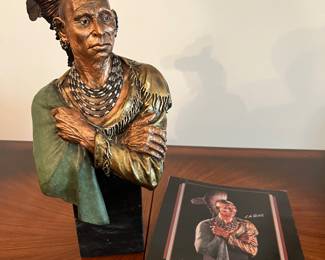 Discontinued Limited edition Chris Pardell Mixed Media Bronze  Sculpture from the Legends in art series. "Cheif Black Hawk" 1991
