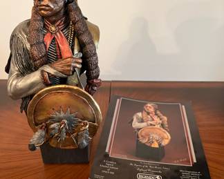 Discontinued Limited edition Chris Pardell Mixed Media Bronze  Sculpture from the Legends in art series. " Defiant Comanche" 1991