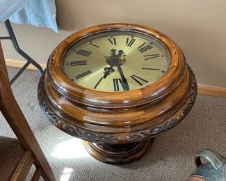 Eclectic side table working clock