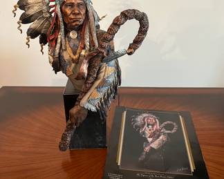 Discontinued Limited edition Chris Pardell Mixed Media Bronze  Sculpture from the Legends in art series. "Victorious Red Cloud" 1990