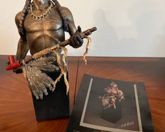 Discontinued Limited edition Chris Pardell Mixed Media Bronze  Sculpture from the Legends in art series." Mystic Vision" 1991