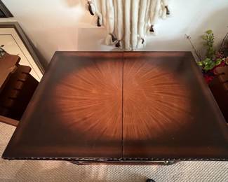 Closed Folded Bar Top Mid Century Bar Cabinet, Carved, Dry Bar