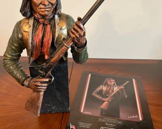Discontinued Limited edition Chris Pardell Mixed Media Bronze  Sculpture from the Legends in art series. "Rebellios Geronimo" 1992
