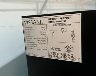 Vissani 7 cu ft freezer