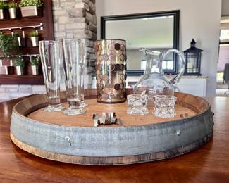 Wine Barrel Serving Tray