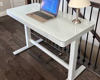 Adjustable Desk / White Desk with Adjustable Height and USB Ports