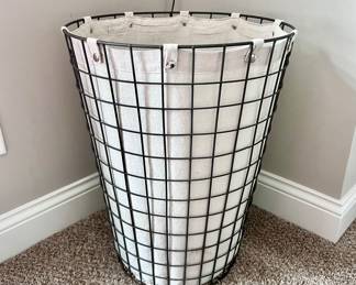 Wire & Linen Laundry Basket