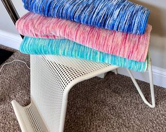 White Stool / Side Table and Beach Blankets