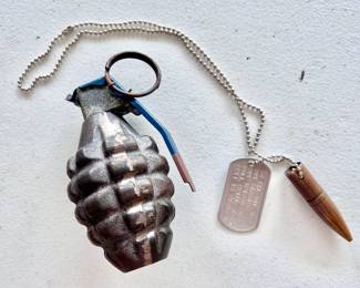 Dummy Pineapple Grenade (not a live grenade) Dog Tags Bullet