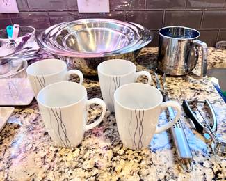 Stainless Steel Nesting Mixing Bowls, Coffee Mugs