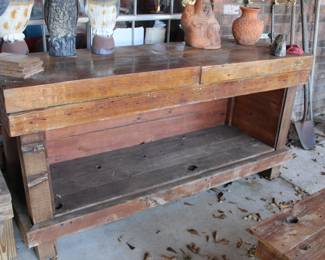 heavy table with reclaimed lumber