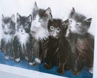 Colored lithograph kitty print