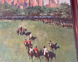 Original oil painting on canvas with the Dallas skyline background