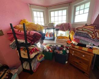 Hand, crocheted, Afghans, sweaters, and baby items