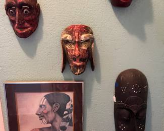 Several carved masks