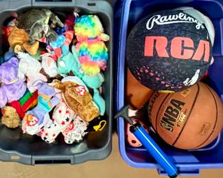 Lot of TY Beanie Babies;  Bin of Balls