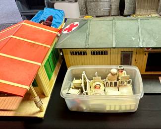 Vintage Playmobile Post Office & Ambulance Depot w/ Figures and Accessories 