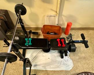 Weight Bench w/ Bar and Free Weights