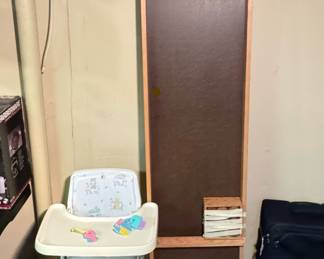 Vintage Wooden Shuffleboard Game, High Chair, Contraption that Turns any Bicycle into an Exercise Bike