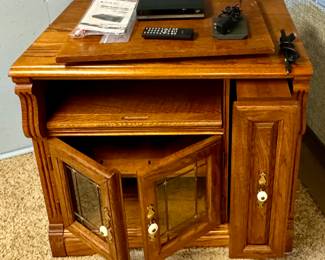 Small Wooden Entertainment Center, DVD Player w/ Accessories