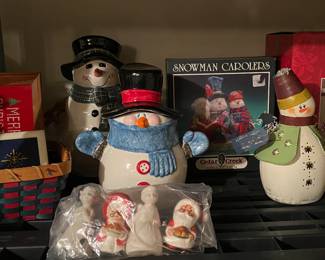 Figural Snowmen Cookie Jars and Canisters 