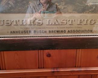 Rare large picture approx 3' x  3.5'. The Union Bug on the left corner.  I visited the Little Big Horn in 2022.  There are several markers where the men fell. Many have not survived as they were in bars to promote Anheuser Busch Co, St. Louis, MO