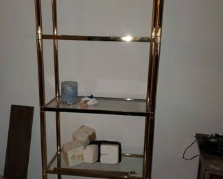 80s Gold tone/glass shelf